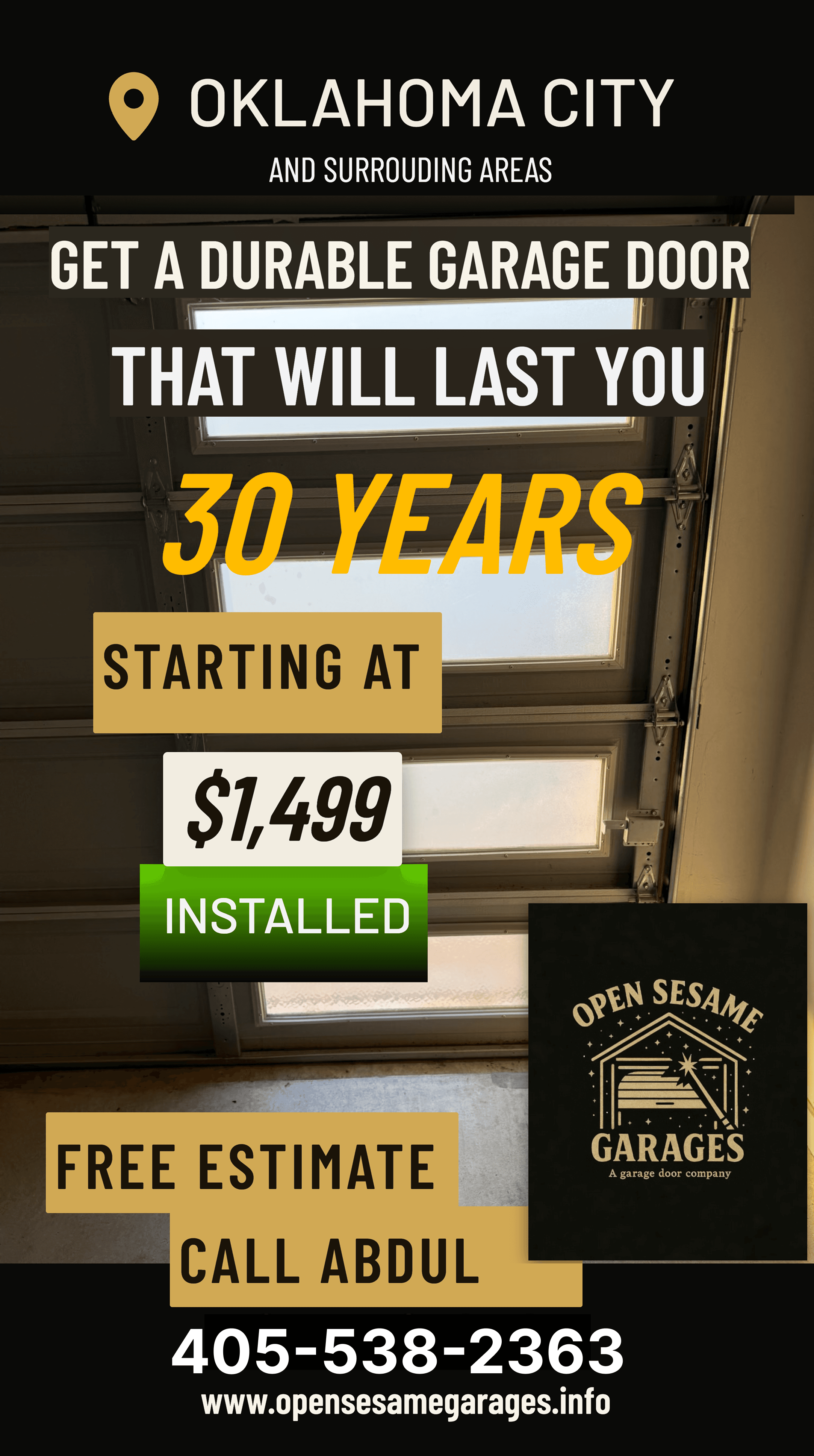 Open Sesame Garage Doors installs two door garage doors.