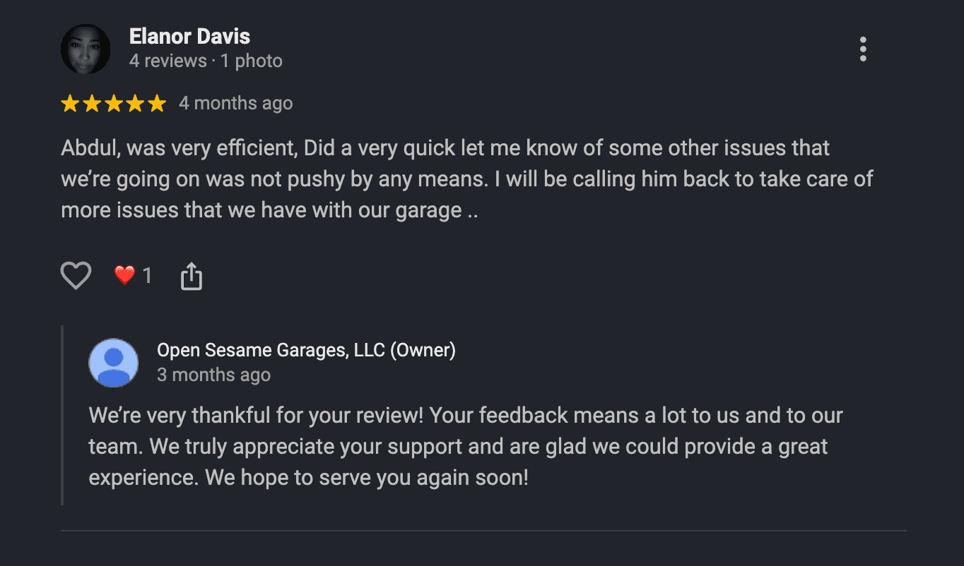 Customer review 1